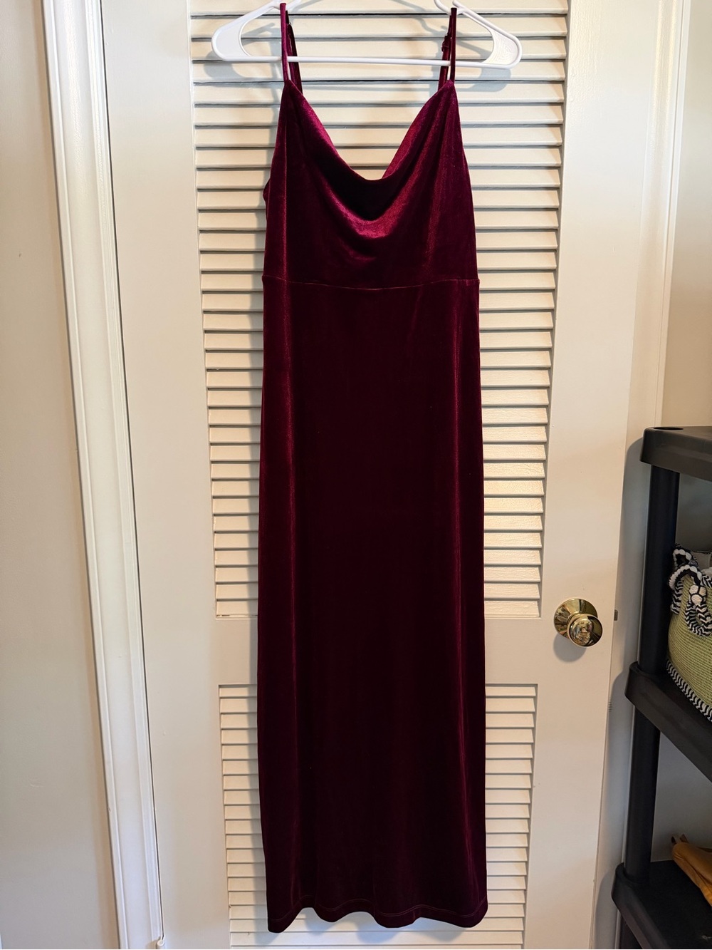Lulu's Wine Velvet Cowl Neck Maxi Slip Dress